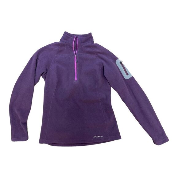 Eddie Bauer Pullover Quarter Zip Fleece Jacket Women's Sz S Purple Polartec - Picture 9 of 9